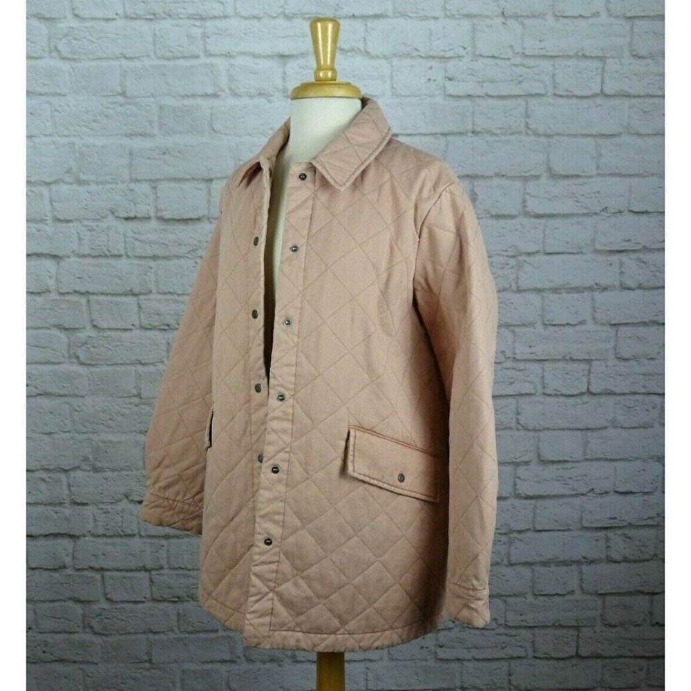 Joie Women's Barn Jacket Coat Peach Pink Quilted Preppy Casual $468 Size L New